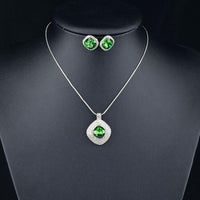 Close-up of green Stellux crystals on Khaista hoop set