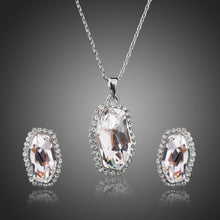 Load image into Gallery viewer, White Gold Irregular Cut Clear Austrian Crystal Jewelry Set - KHAISTA Fashion Jewellery
