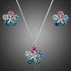 White Gold Multicolour Floral Stellux Necklace and Earrings Set