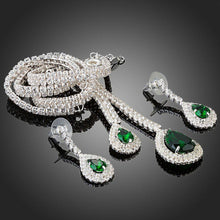 Load image into Gallery viewer, White Gold plated Green Bridal Jewelry Set - KHAISTA Fashion Jewellery
