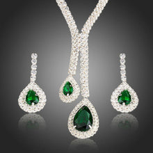 Load image into Gallery viewer, White Gold plated Green Bridal Jewelry Set - KHAISTA Fashion Jewellery
