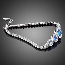 Load image into Gallery viewer, White Gold Plated Navy Blue Crystal Bracelet - KHAISTA Fashion Jewellery
