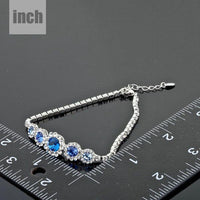 white gold navy blue crystal bracelet detail view by KHAISTA