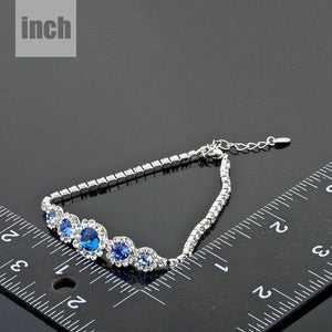 White Gold Plated Navy Blue Crystal Bracelet - KHAISTA Fashion Jewellery