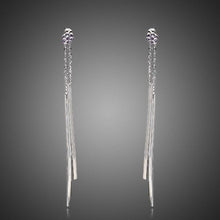 Load image into Gallery viewer, White Gold Stellux Austrian Crystal Drop Earrings -KPE0012 - KHAISTA Fashion Jewellery

