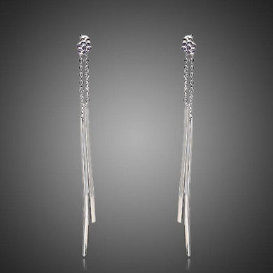 White Gold Stellux Austrian Crystal Drop Earrings -KPE0012 - KHAISTA Fashion Jewellery