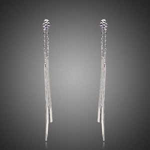White Gold Stellux Austrian Crystal Drop Earrings -KPE0012 - KHAISTA Fashion Jewellery