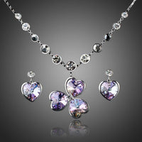Khaista white gold Stellux heart drop earrings flower pendant set