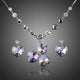 White Gold Stellux Crystal Heart Drop Earrings and Flower Pendant Set