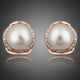 White Pearl Dome Stud Earrings