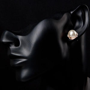 White Pearl Dome Stud Earrings - KHAISTA Fashion Jewellery