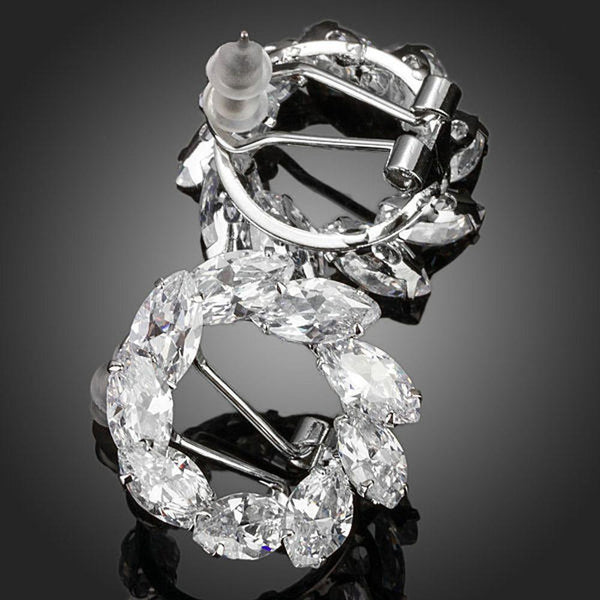 KHAISTA wreath design crystal stud earrings on white background