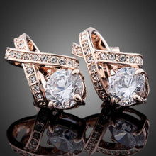 Load image into Gallery viewer, X Charm Crystal Stud Earrings - KHAISTA Fashion Jewellery
