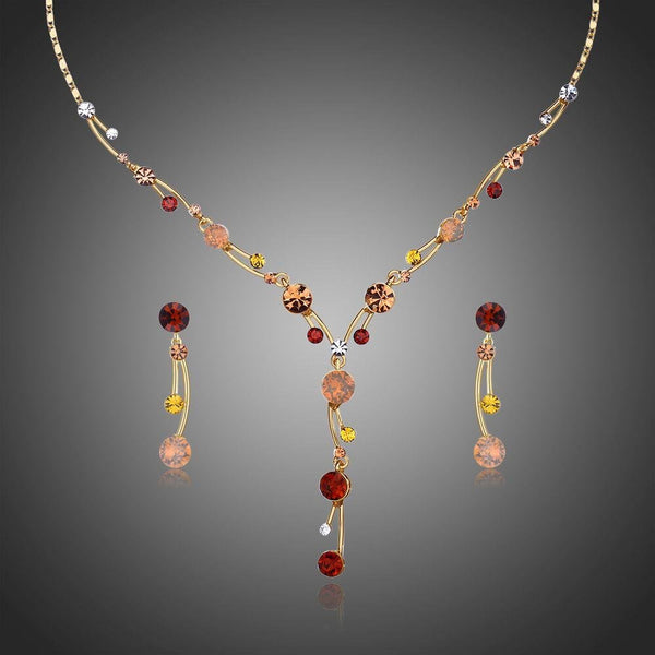 Khaista multicolour Y-shape bridal necklace set on white background