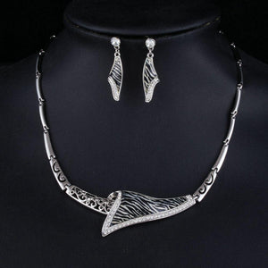 Zebra Drop Earrings & Pendant Necklace Set - KHAISTA Fashion Jewellery