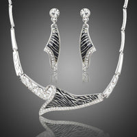 Khaista zebra print Stellux drop earrings pendant set